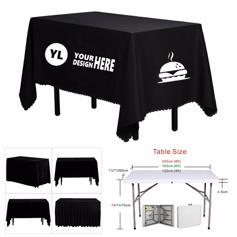 6 ft Polyester Rectangular Table Cloth MOQ 5PCS