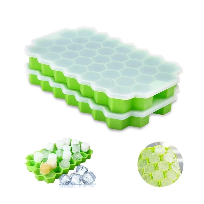 Ice Cube Molds with Lid Flexible Trays 1
