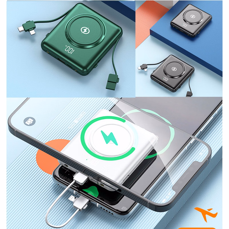 2 in1 Wireless Charging Pad with 4 Cables and Flashlight