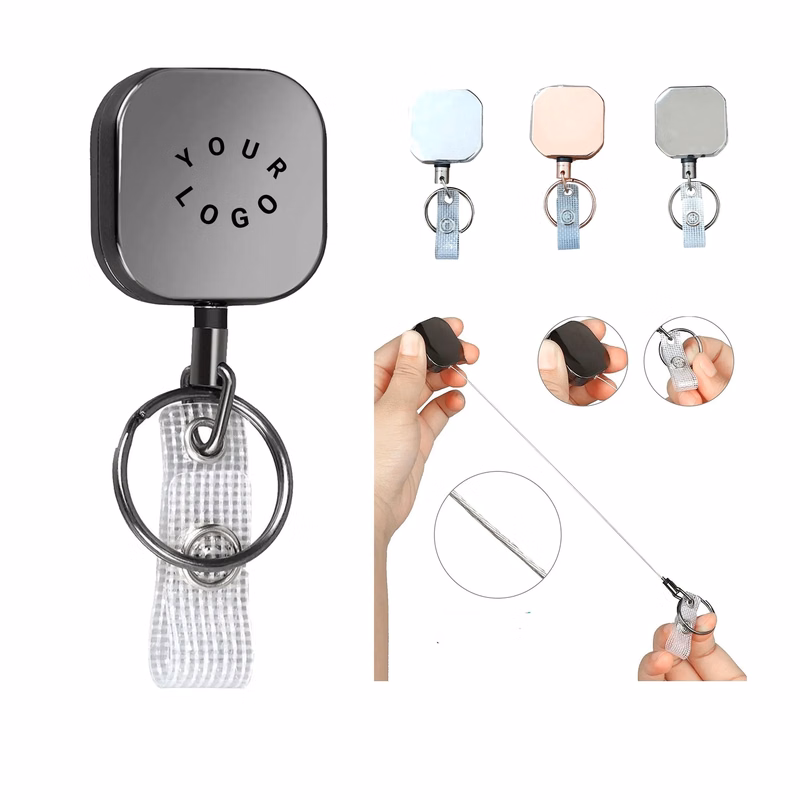 Heavy Duty Zinc Alloy Retractable Keychain with Clip
