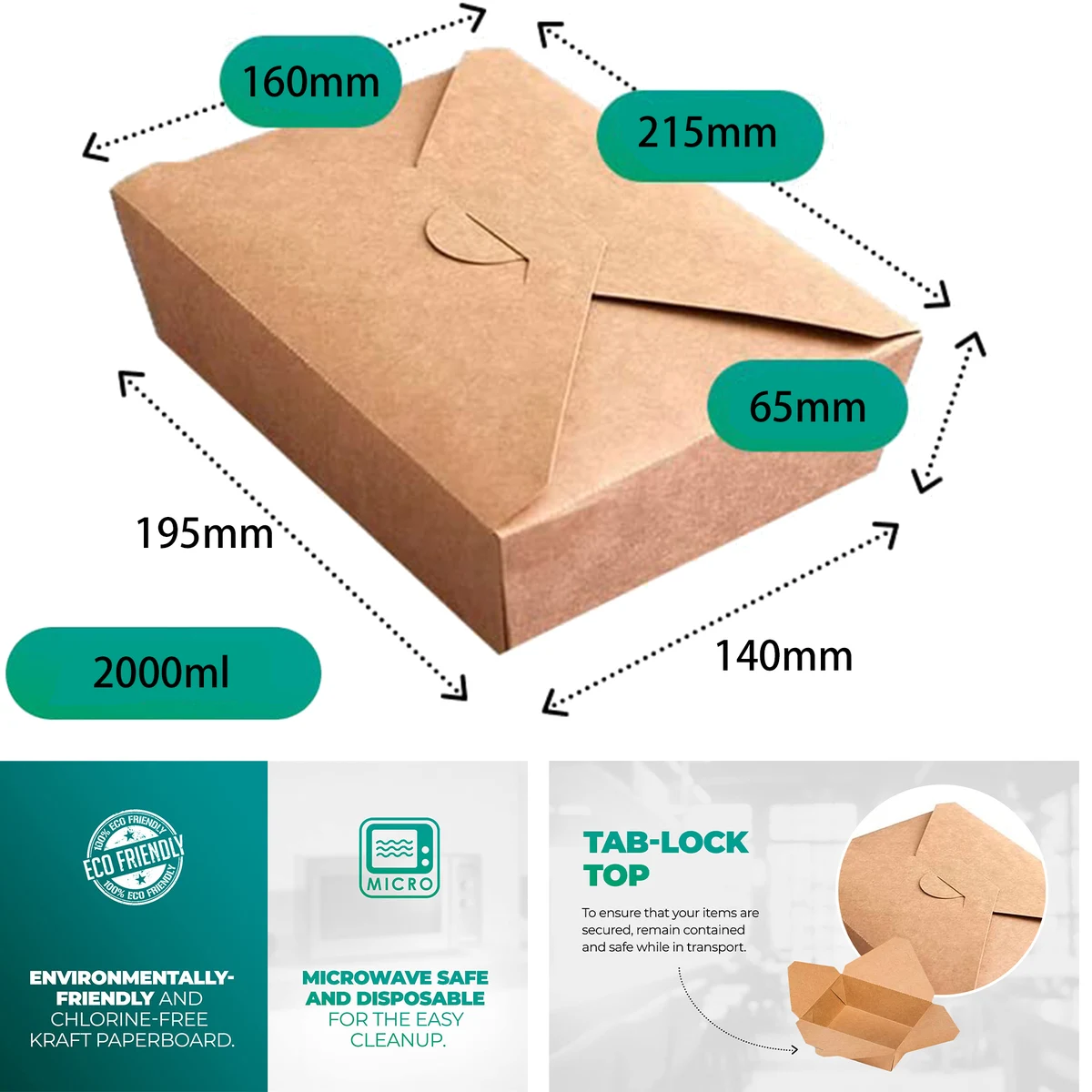 2000ml Take Out Food Containers 1