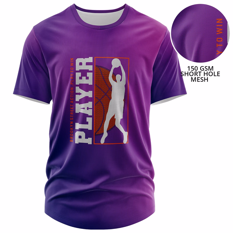 Unisex 150 GSM Short Hole Mesh Performance Sublimation Short Sleeve T-shirt
