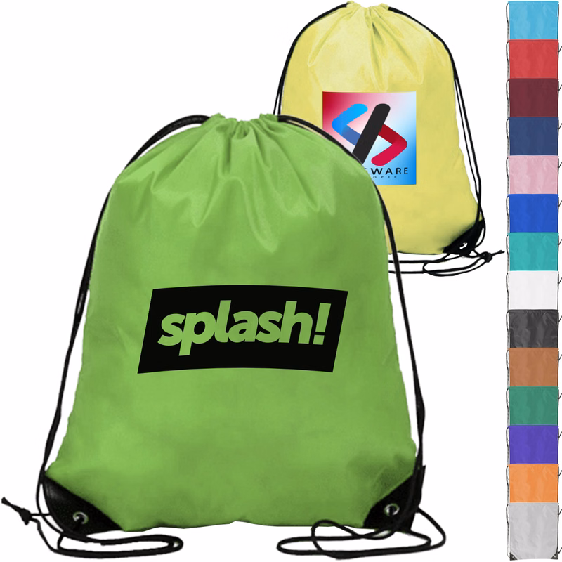 Quick Ship 210D Polyester Drawstring w/ Reinforced Corner