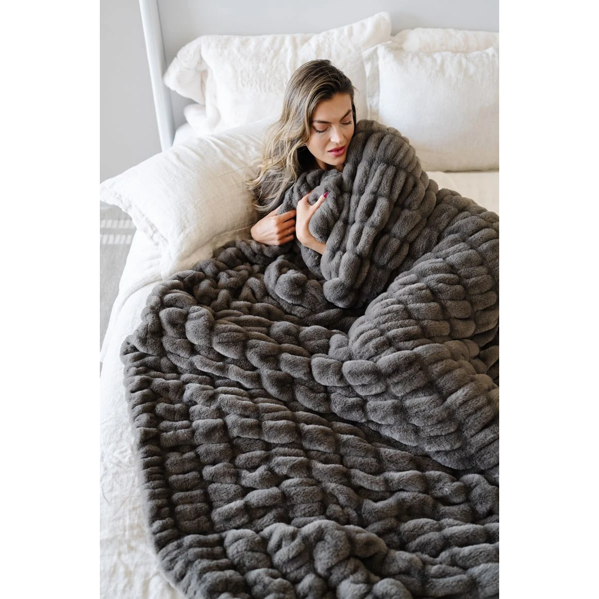 Double Ruched Cobbleston-Throw Luxury Blanket (50x60) 1