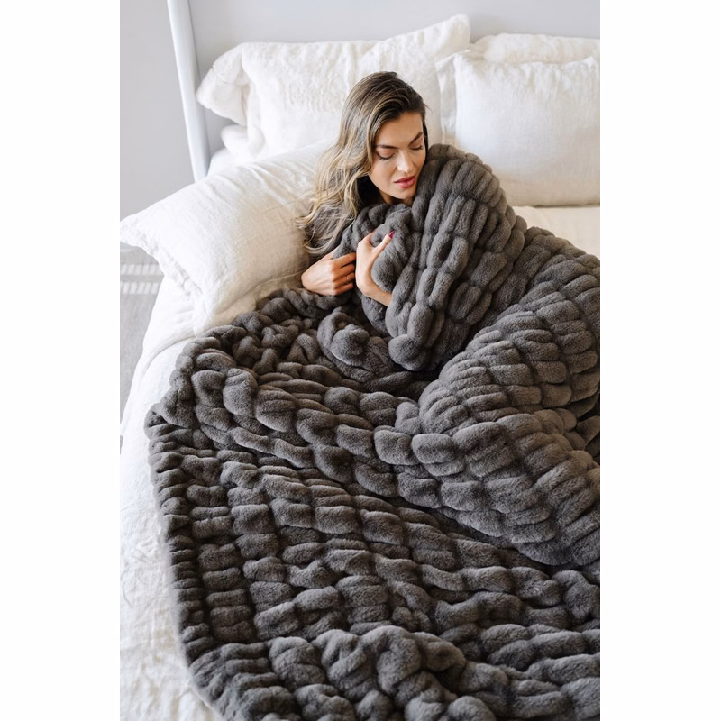Double Ruched Cobbleston-Throw Luxury Blanket (50x60)