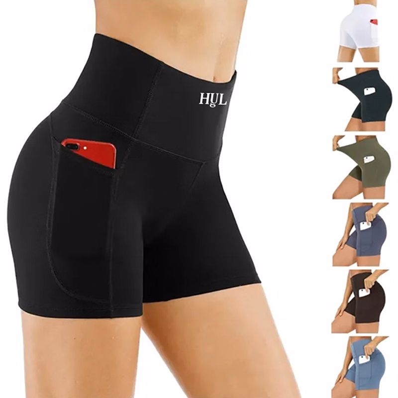 High Waist Breathable Polyester Workout Shorts w/ Pockets