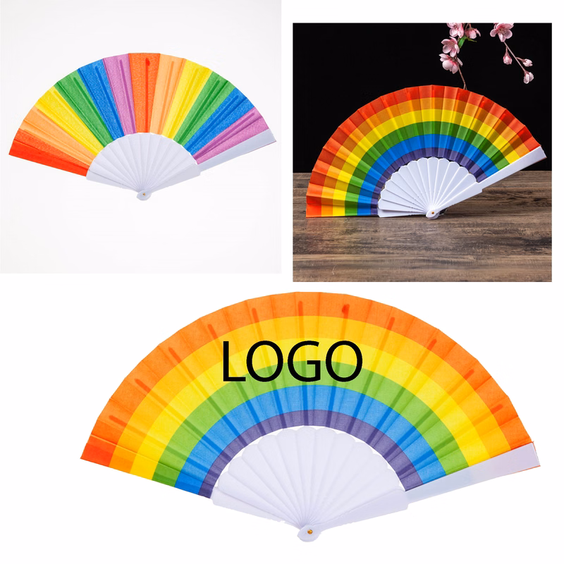 Custom 9" Rainbow Hand Fan