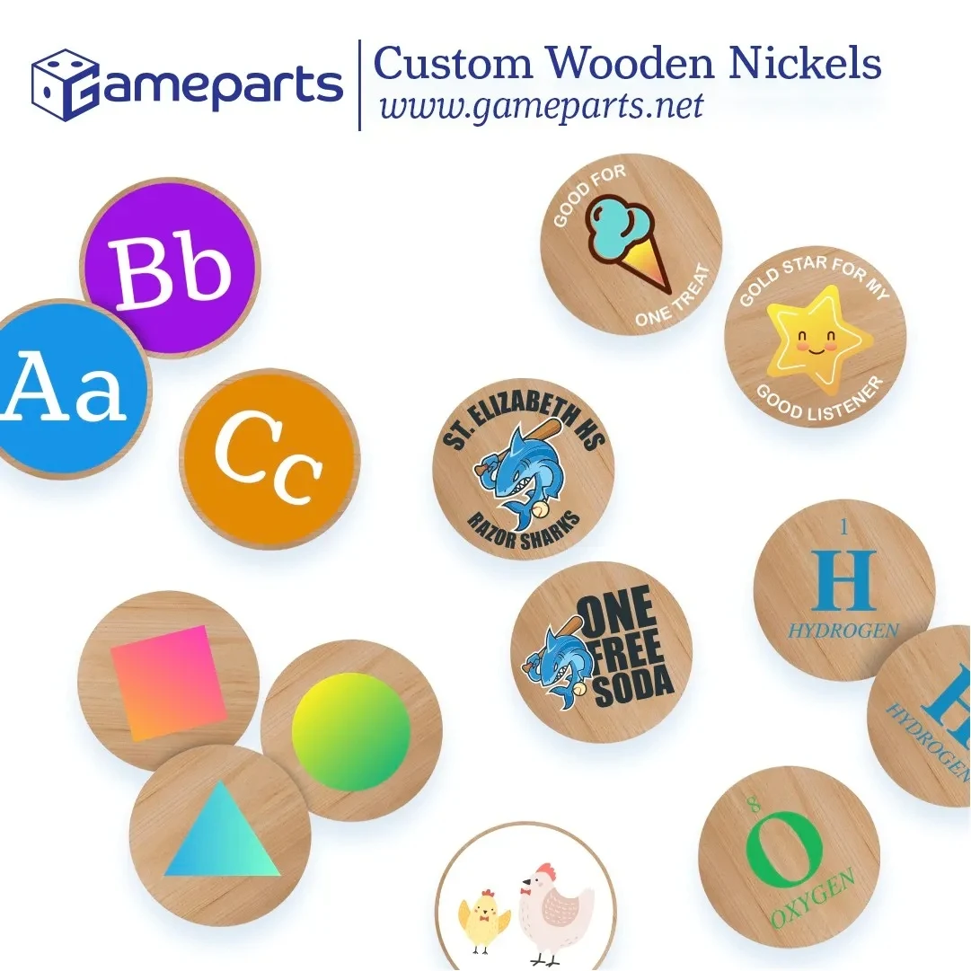 Full Color Printed Wood Game Token 1.5" - Wooden Nickel 1