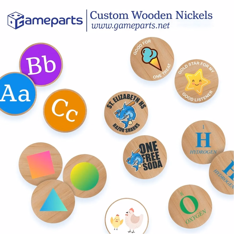 Full Color Printed Wood Game Token 1.5" - Wooden Nickel