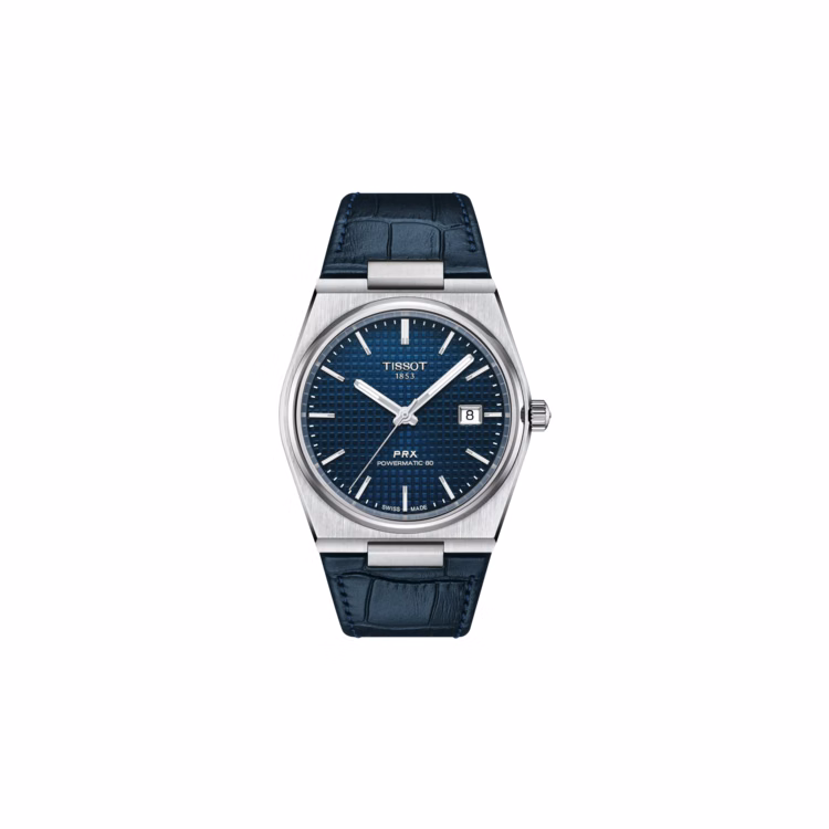 Tissot PRX Powermatic 80 Blue Alligator Leather Strap Watch
