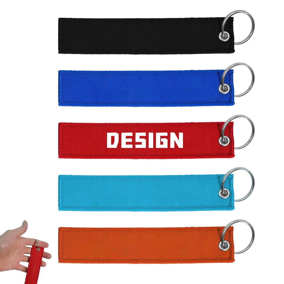 Custom Embroidered Jet Tag Fabric Keychain 1
