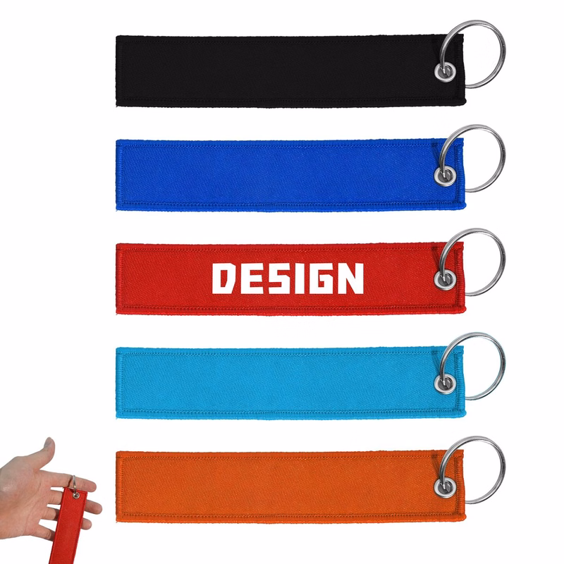 Custom Embroidered Jet Tag Fabric Keychain