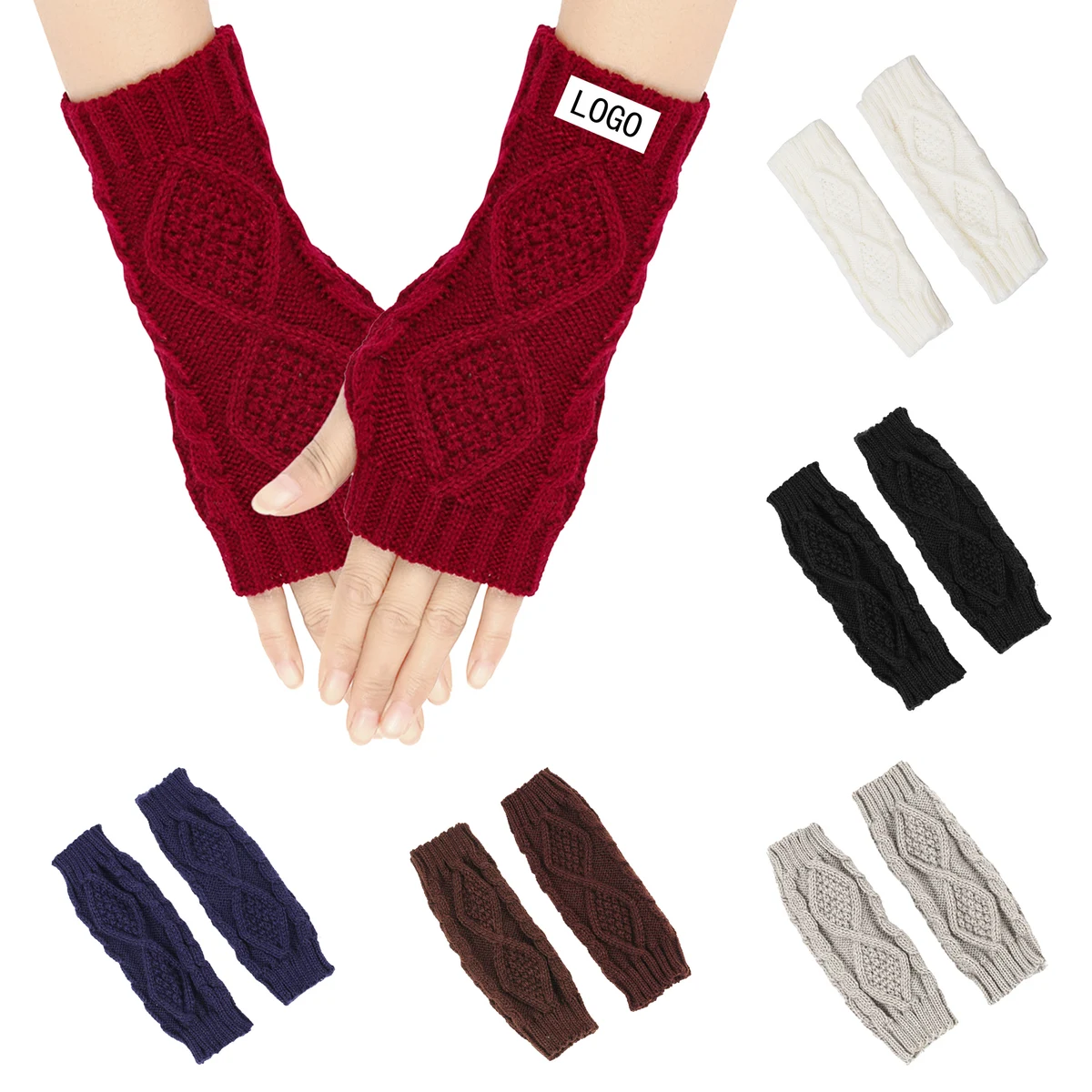 Men'S And Women'S Diamond Check Finger Gloves 1