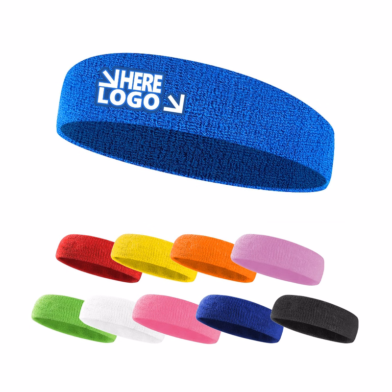 Elastic Terry Cotton Headband Gym Yoga Sweatproof Band