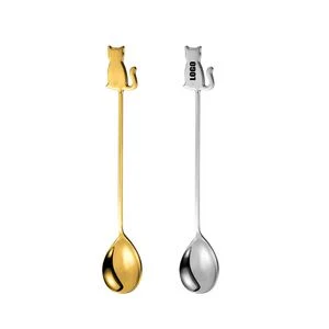 Cat Handle Steel Spoon, custom kitchen gadget with logo imprint 1