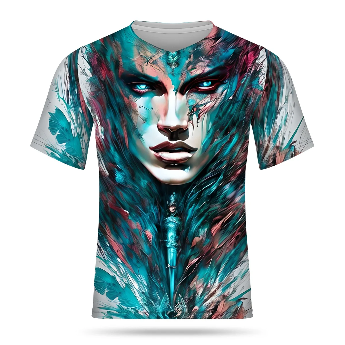 200g Full Color Sublimated Polyester Milk Silk V Neck T-Shirt 1