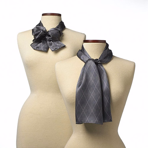 Gray Argyle Silk Scarf (8"x45")