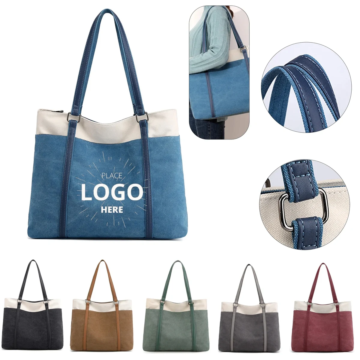 Canvas Shoulder Bag Women Laptop Tote 1