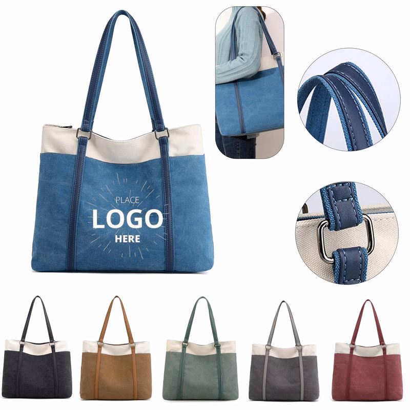 Canvas Shoulder Bag Women Laptop Tote