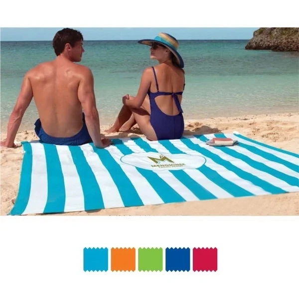 Beach Blanket Tote with Sand Stakes, custom tote bag with logo imprint 1