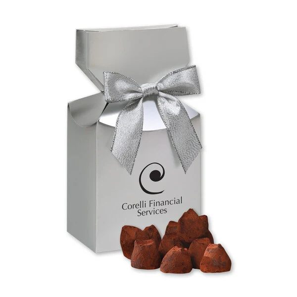Cocoa Dusted Truffles in Silver Premium Delights Gift Box 1