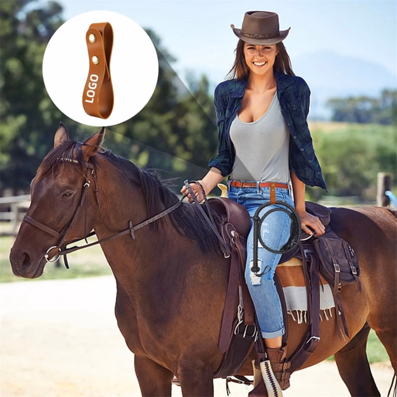 PU Leather Whip Holster Belt Loop Equestrian Holder