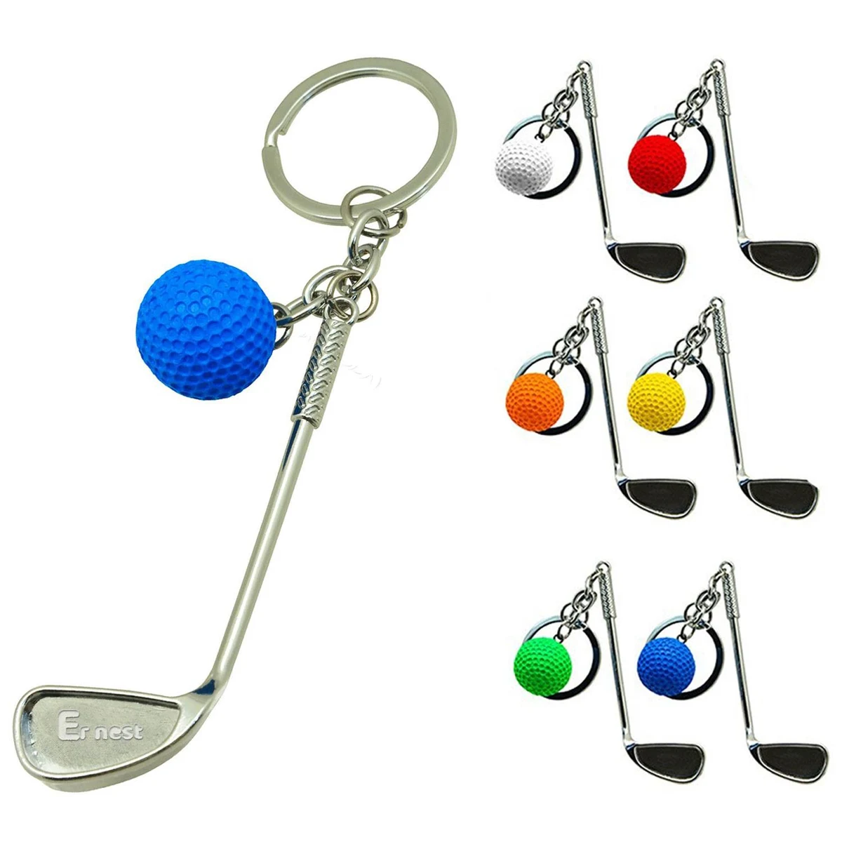 Mini Golf Club Ball Keychain 1
