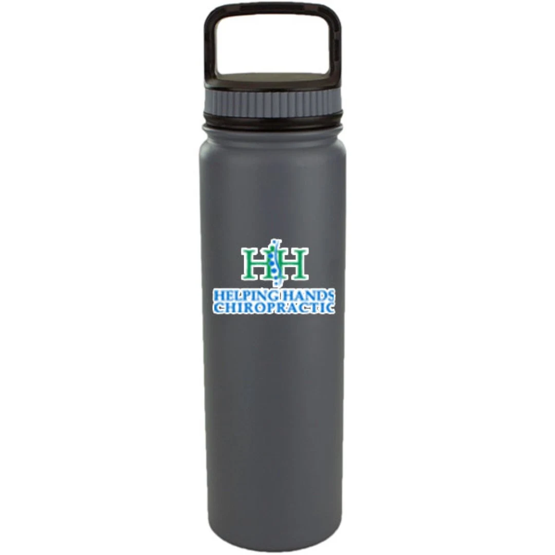 700 ML Eugene Slate Gray Double Wall Vacuum Insulated Stainless Steel Sports Water Bottle, custom water bottle with logo imprint 1