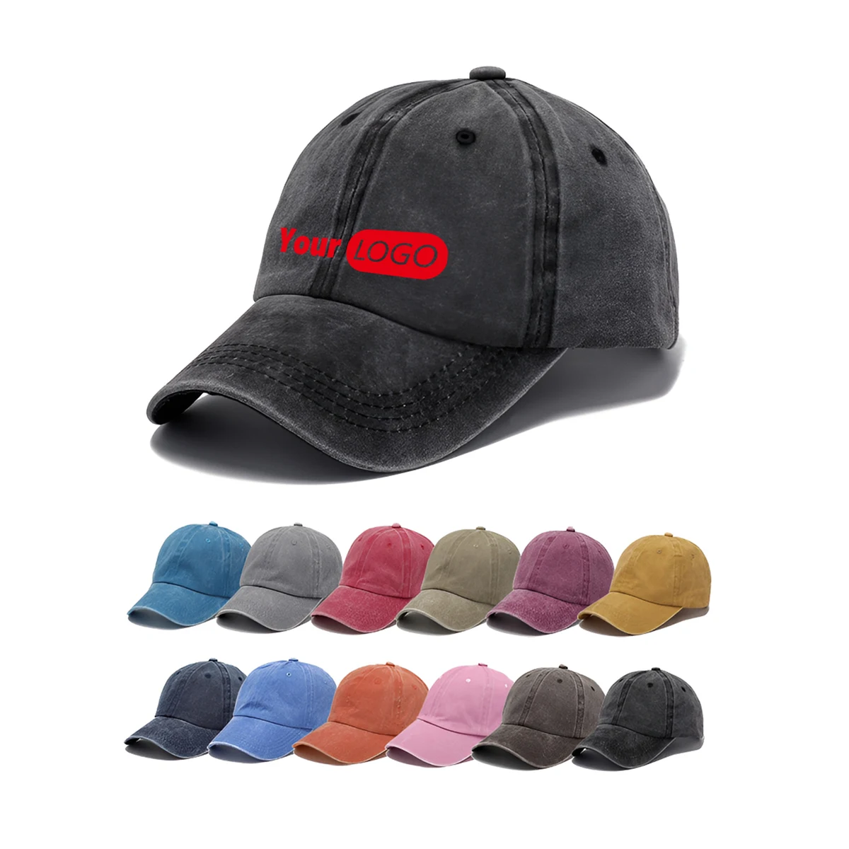 MOQ50 Custom Washed Cotton Baseball Cap With Embroidery 1