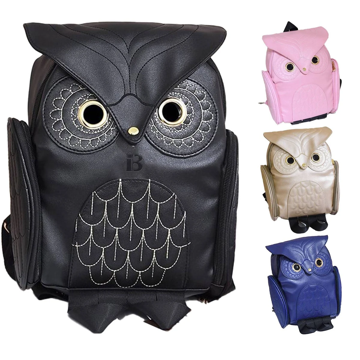 PU Leather Owl Cartoon Backpack 1