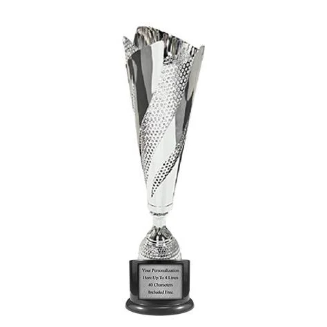 Cup Trophy: 20" Modern Mesh style SILVER Metal cup 1