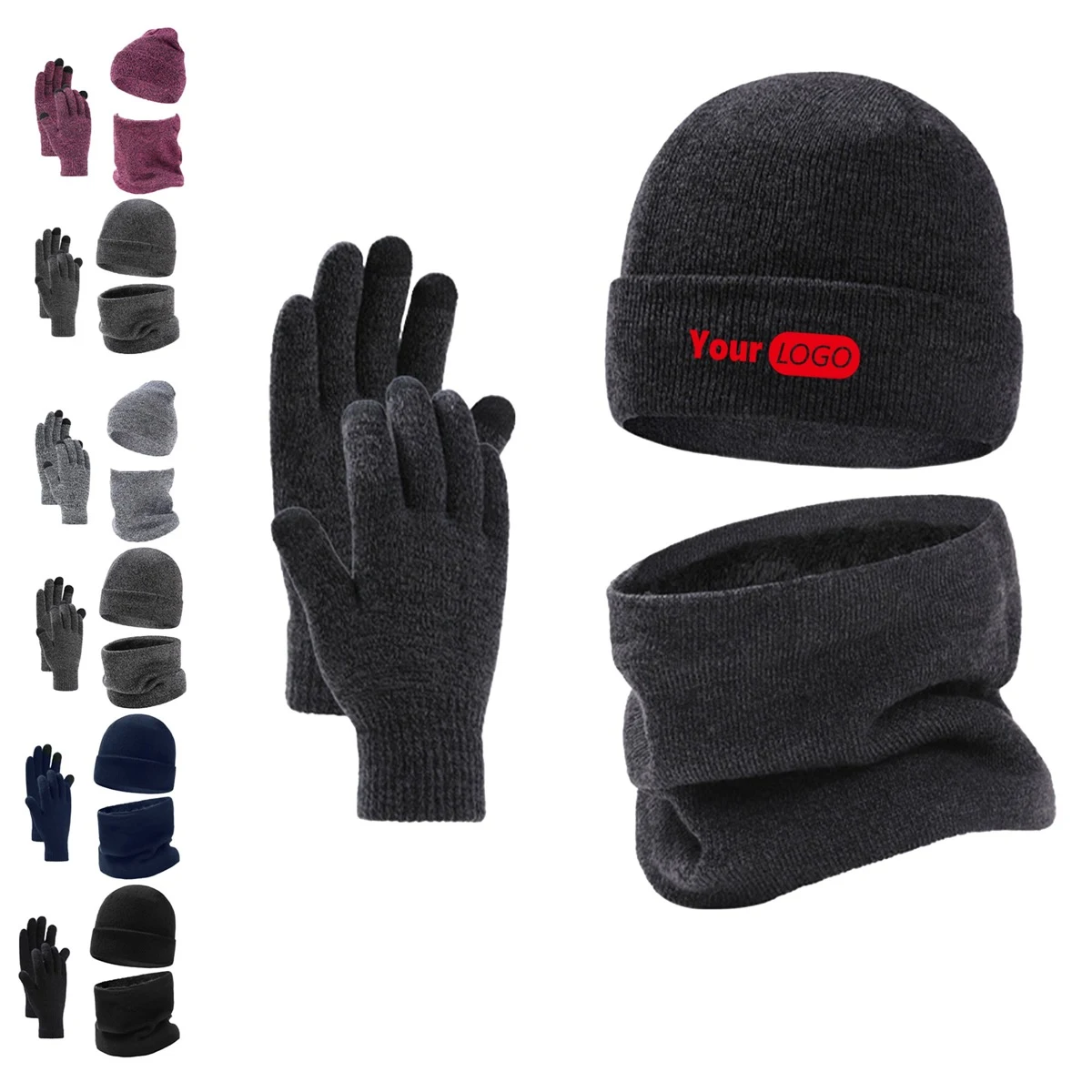 Cozy Winter Knit Hat, Scarf, And Gloves Trio 1
