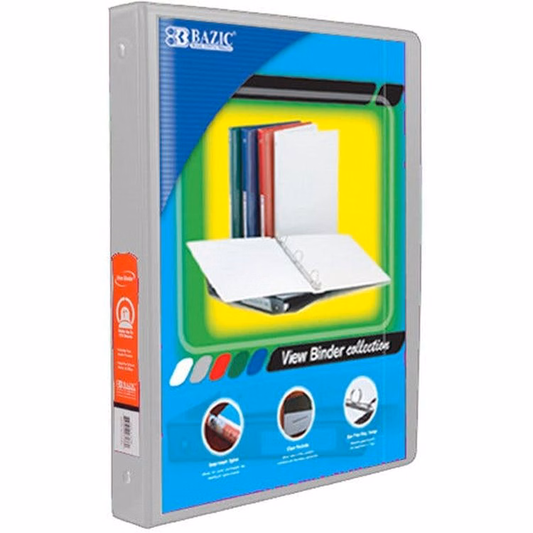 3-Ring View Binder - 0.5" Gray 2 Pockets