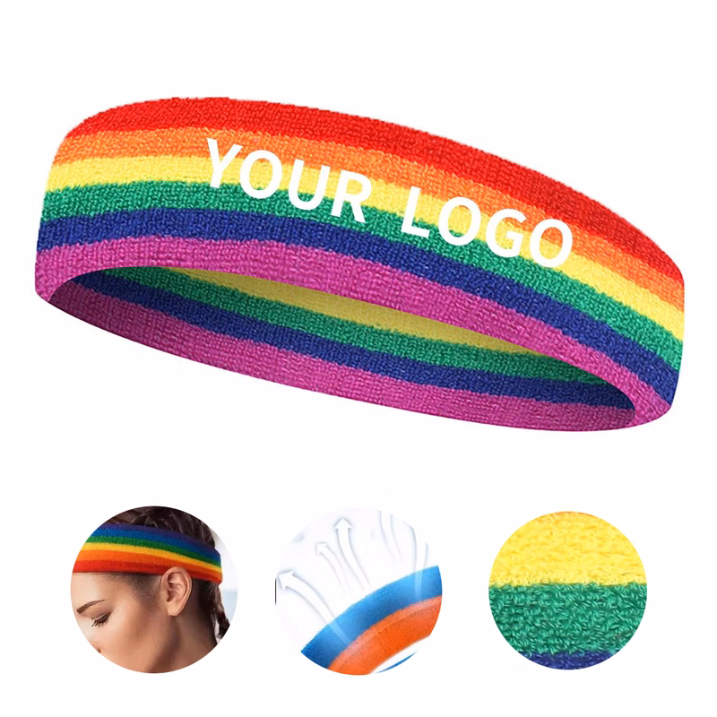Rainbow Print Headband Soft Polyester for Activities