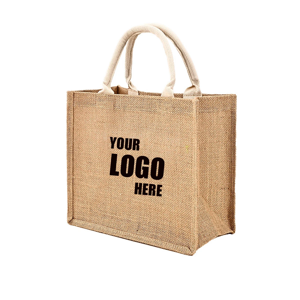 Jute Tote Bag With Webbed handles, custom tote bag with logo imprint 1