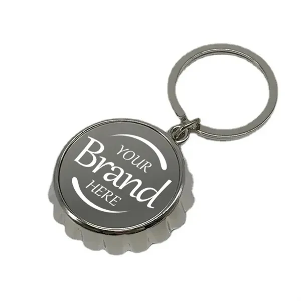 Custom Silver Zinc Alloy Bottle Cap Opener Keychain — Beer Lover Corporate Gift 1