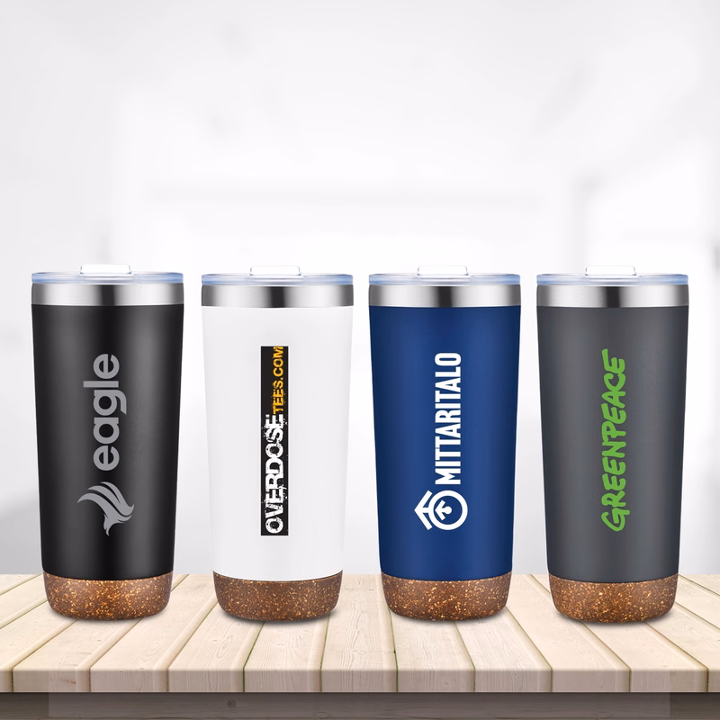 CLARION - 22 OZ VACUUM SEALED TUMBLER WITH CORK BOTTOM