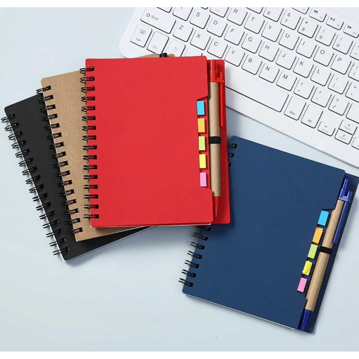 Spiral Notebook Kraft Paper Cover Notepad With Pen 1