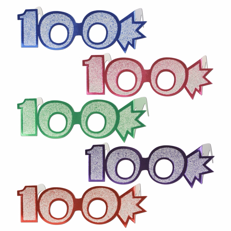 "100" Glittered Foil Eyeglasses
