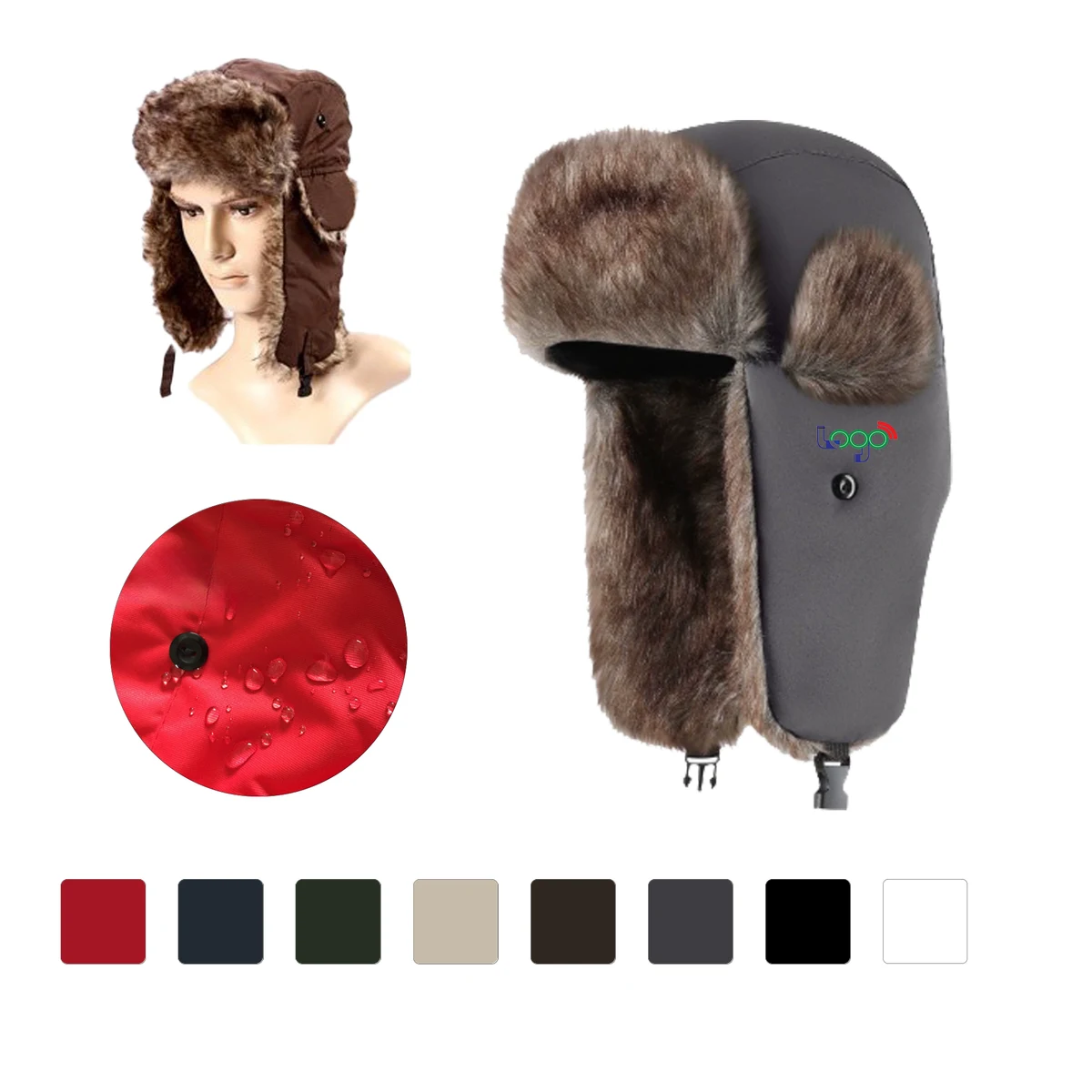 Wind Resistant Winter Hat with Faux Fur Lining 1