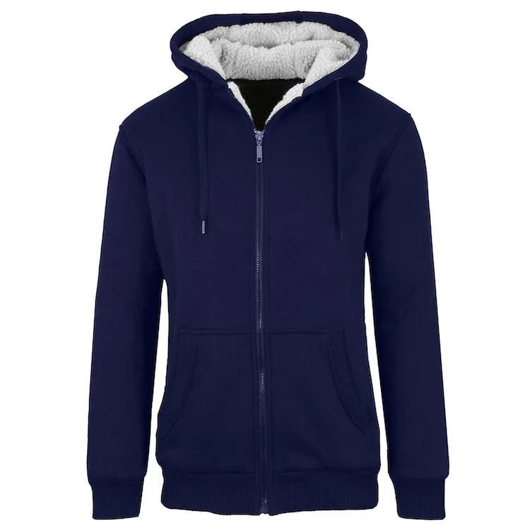 Men's Heavyweight Sherpa Hoodies - Navy S-XL 1