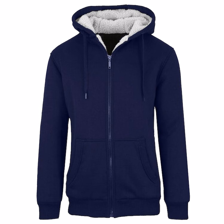 Men's Heavyweight Sherpa Hoodies - Navy S-XL
