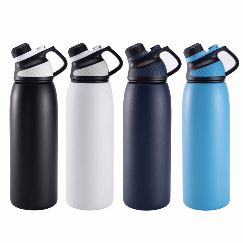 34oz. S/S insulated sports water bottle with spout lid