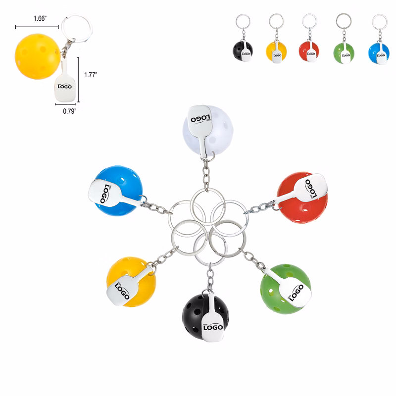 MOQ50 Pickleball Shape Bag Clip Keychain