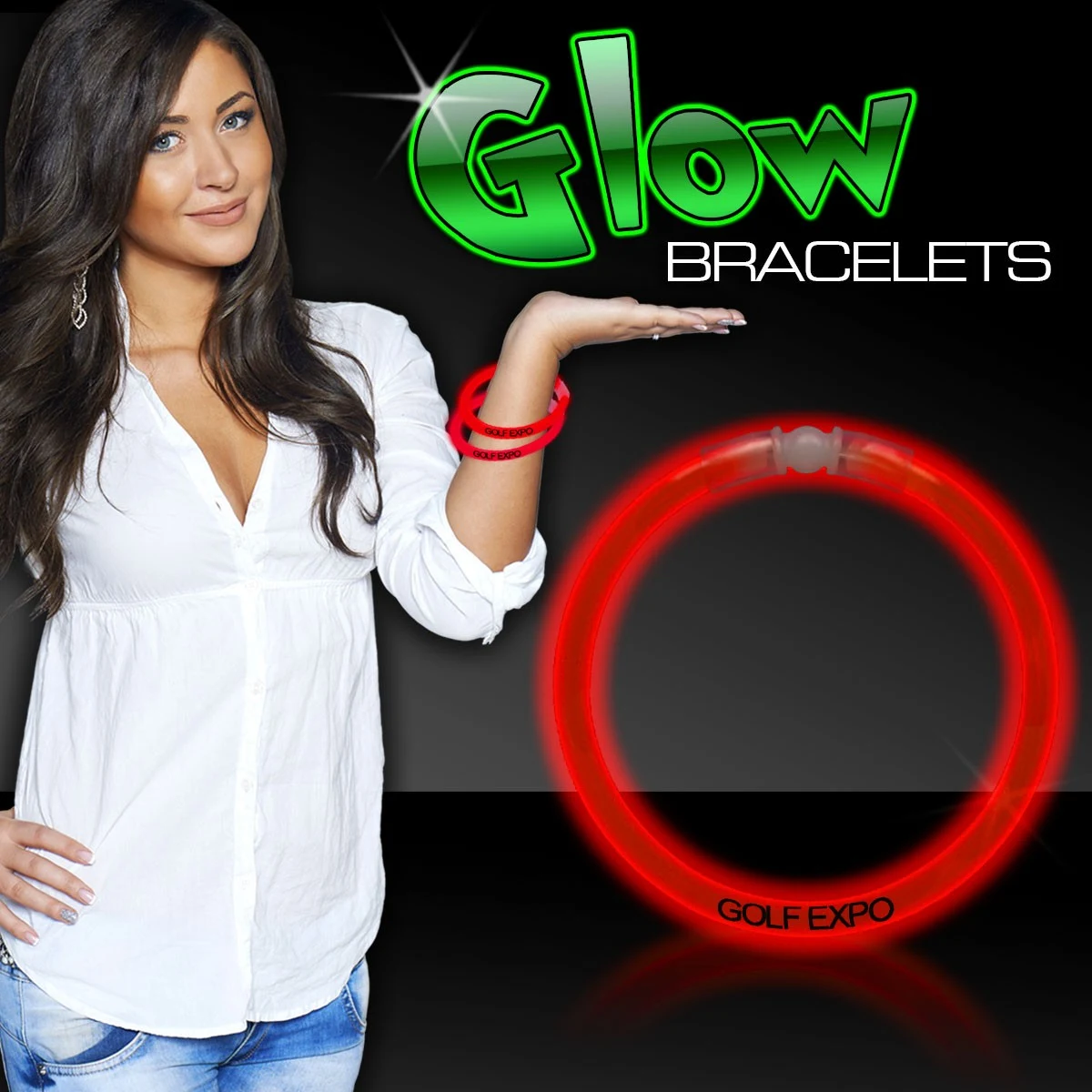 Red 9" Single Color Superior Light Up Glow Bracelet 1