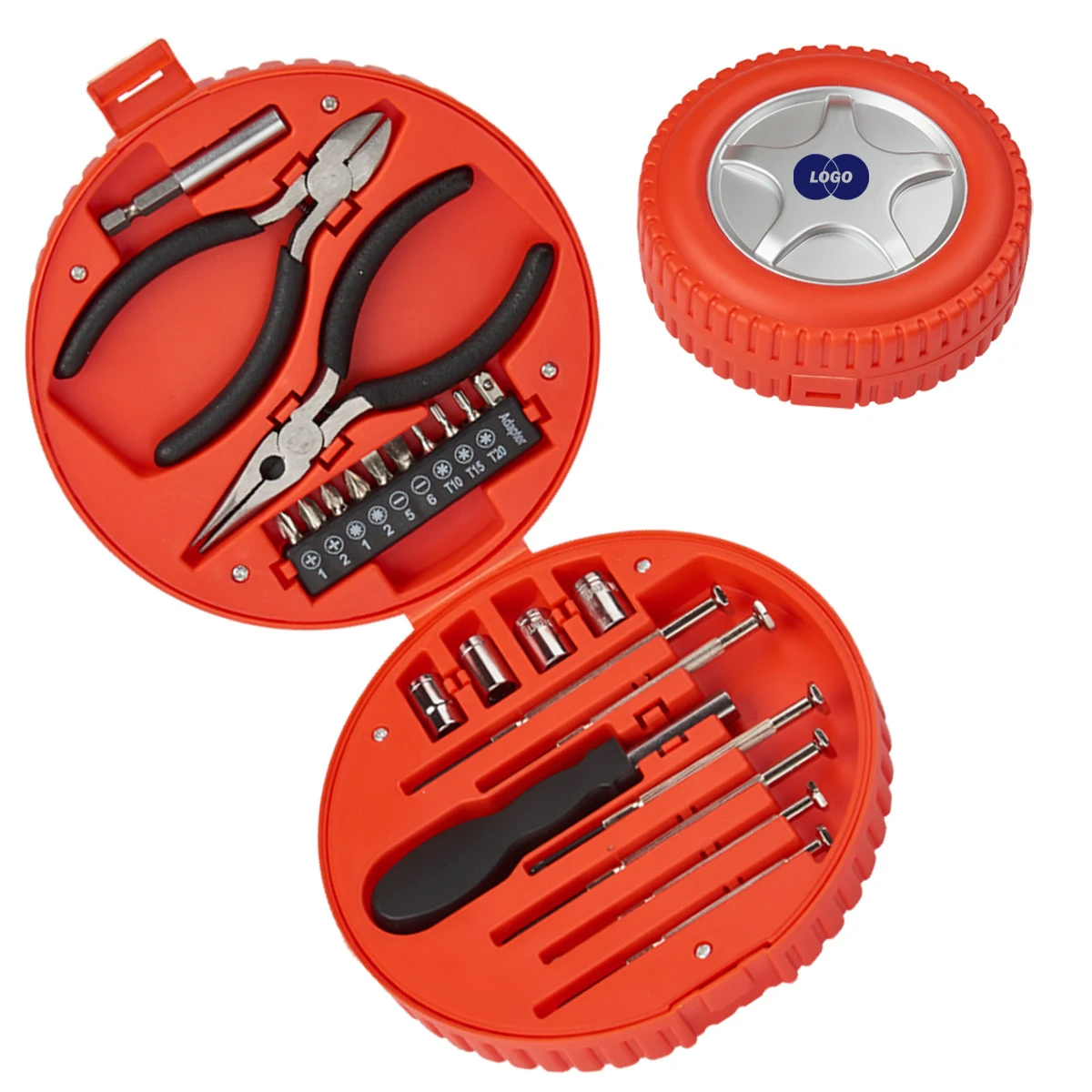 Round Compact Tool Kit with Tire Design 1