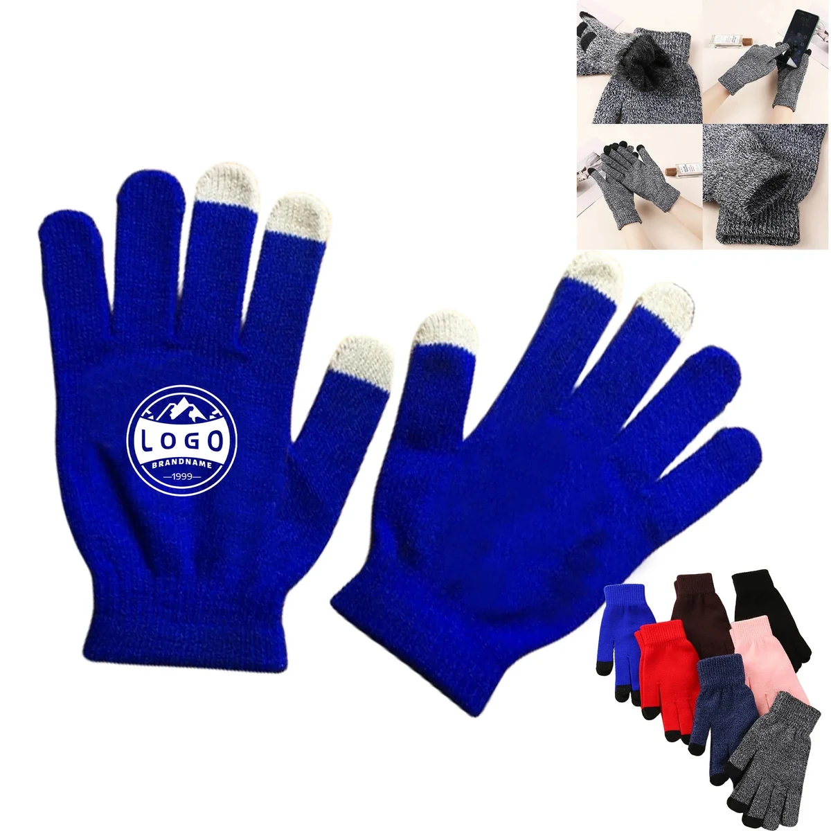 MOQ100 Touchscreen Knitted Full-Finger Inside Fluffy Gloves 1