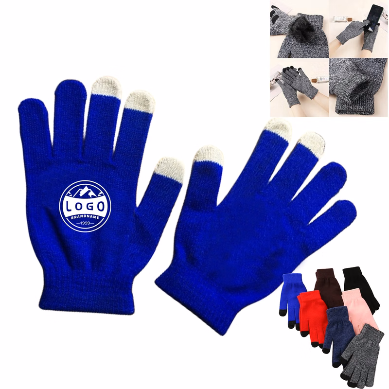 MOQ100 Touchscreen Knitted Full-Finger Inside Fluffy Gloves