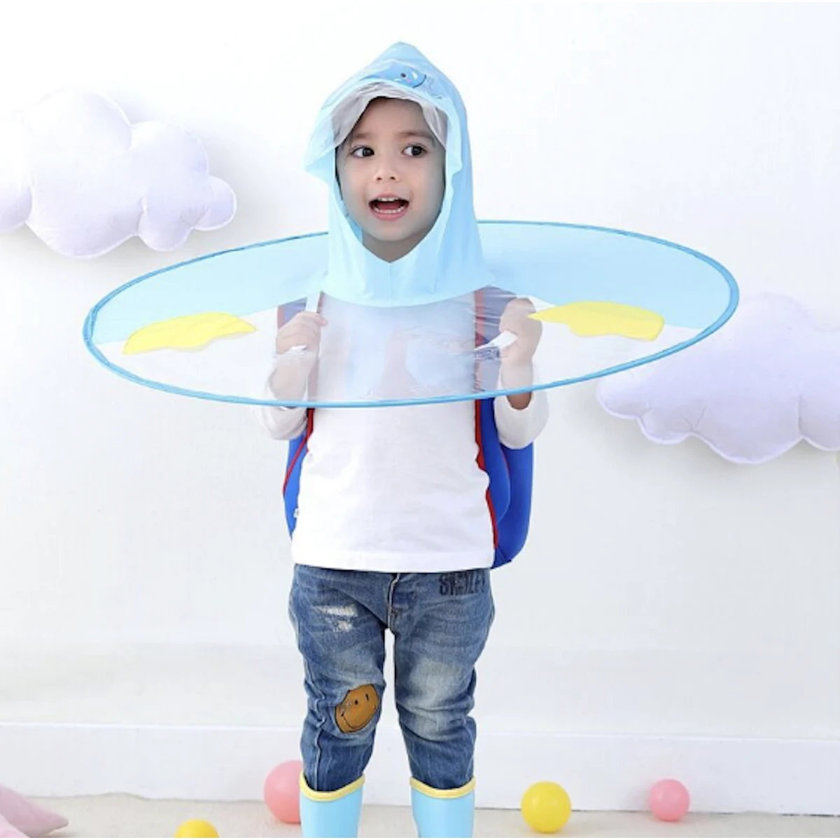 Foldable Children UFO Hat Raincoat 1
