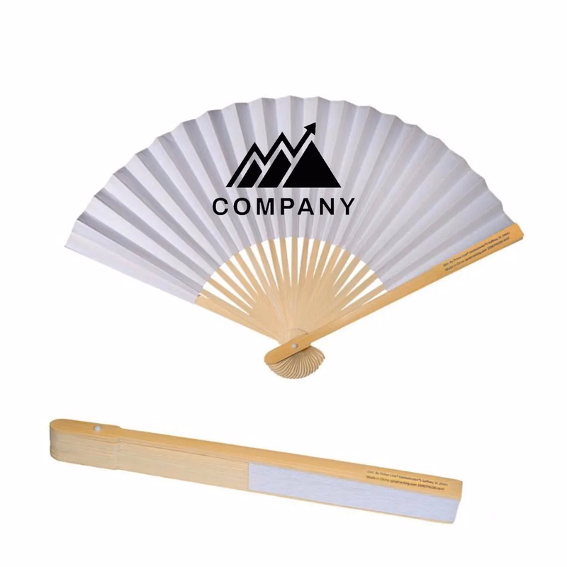9" Custom Printing DIY Foldable Handheld Bamboo Paper Fan